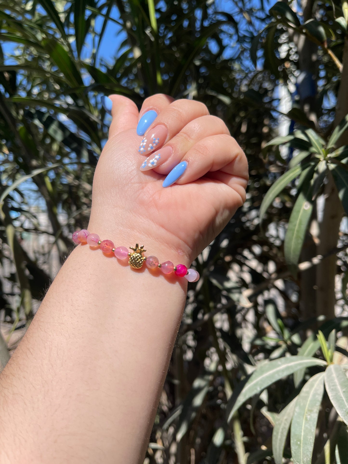 Pink Agate Pineapple Bracelet