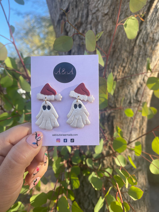 Christmas Ghost Clay Earrings