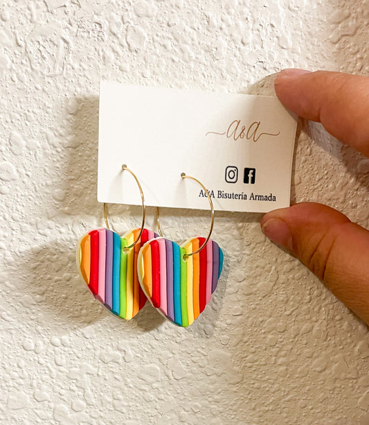 3 Styles Rainbow Heart Clay Earrings