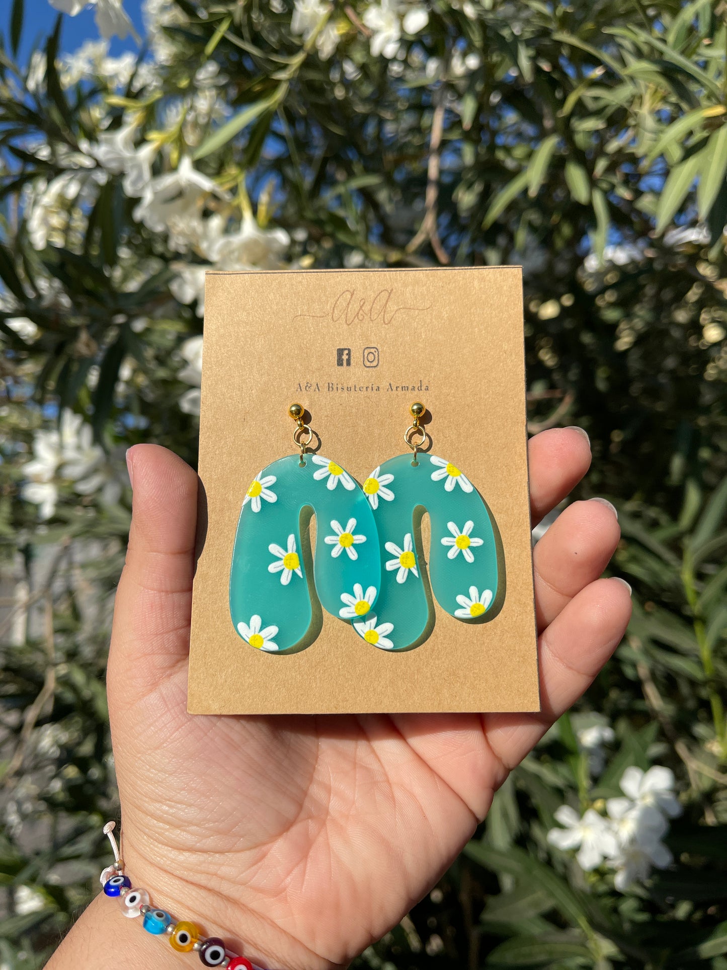 Flowers Resin Arch Earrings