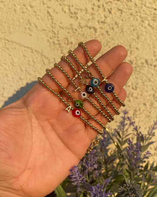 Evil Eye Initial Bracelet