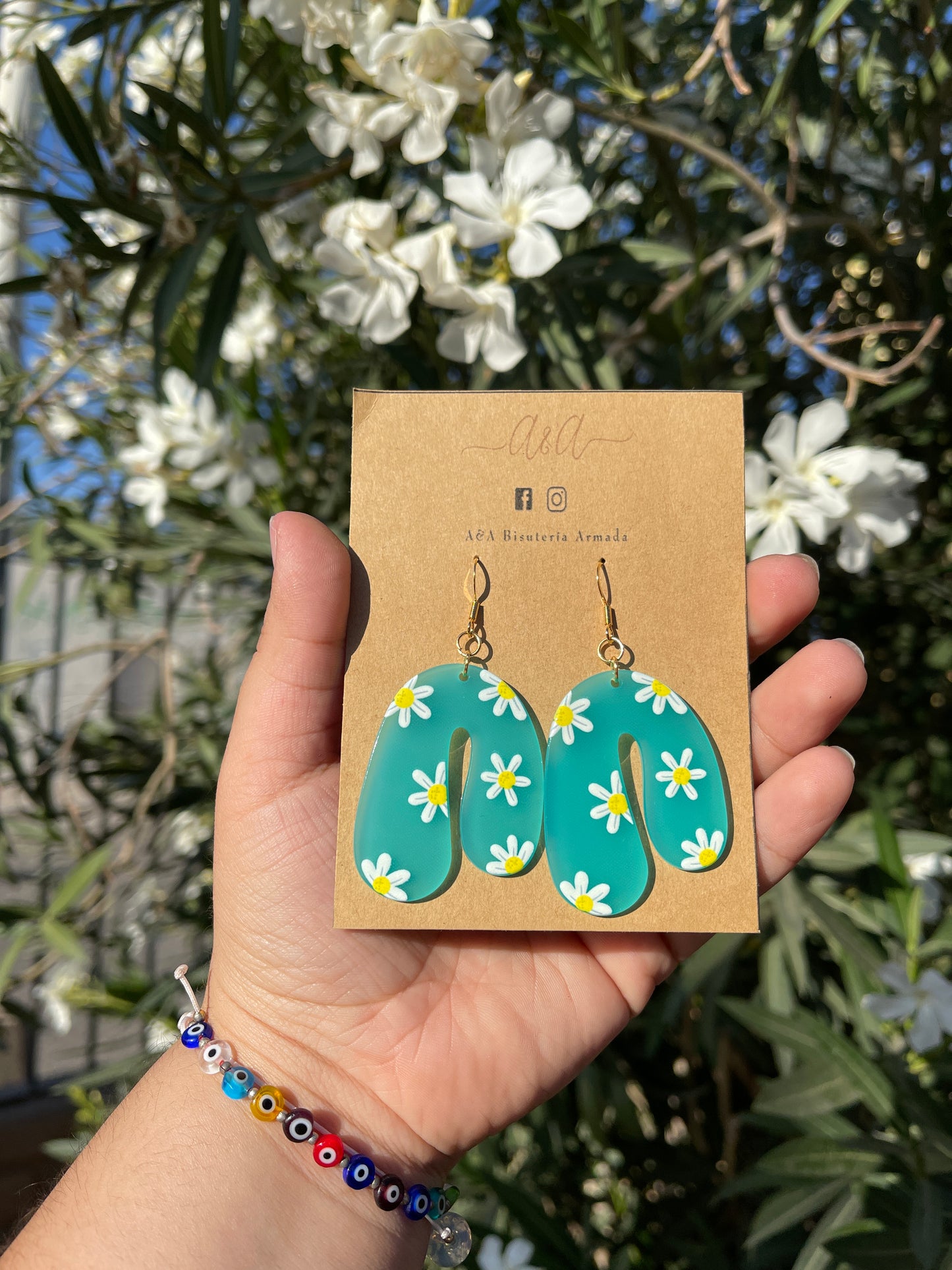 Flowers Resin Arch Earrings