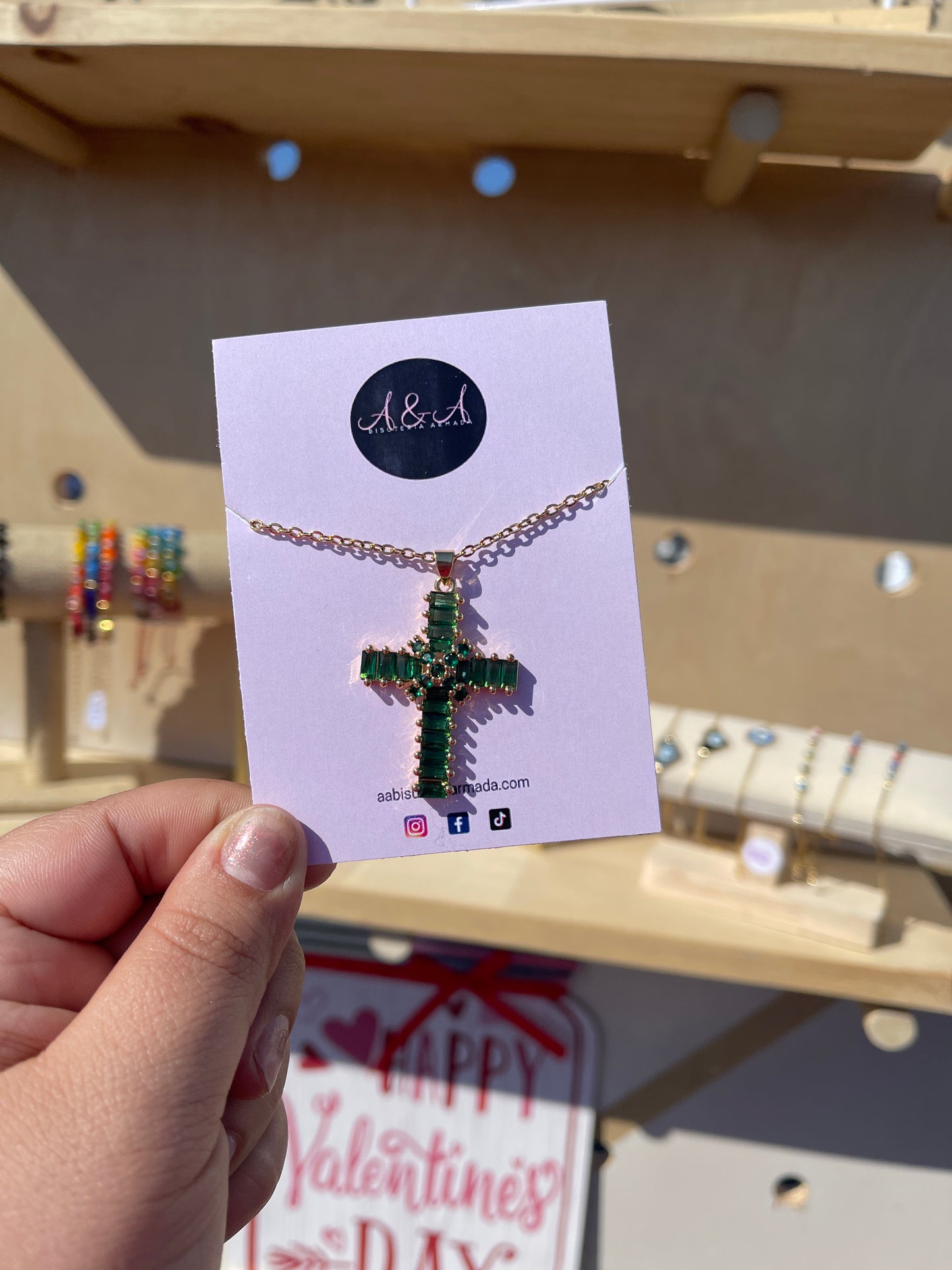 Green Cross Necklace