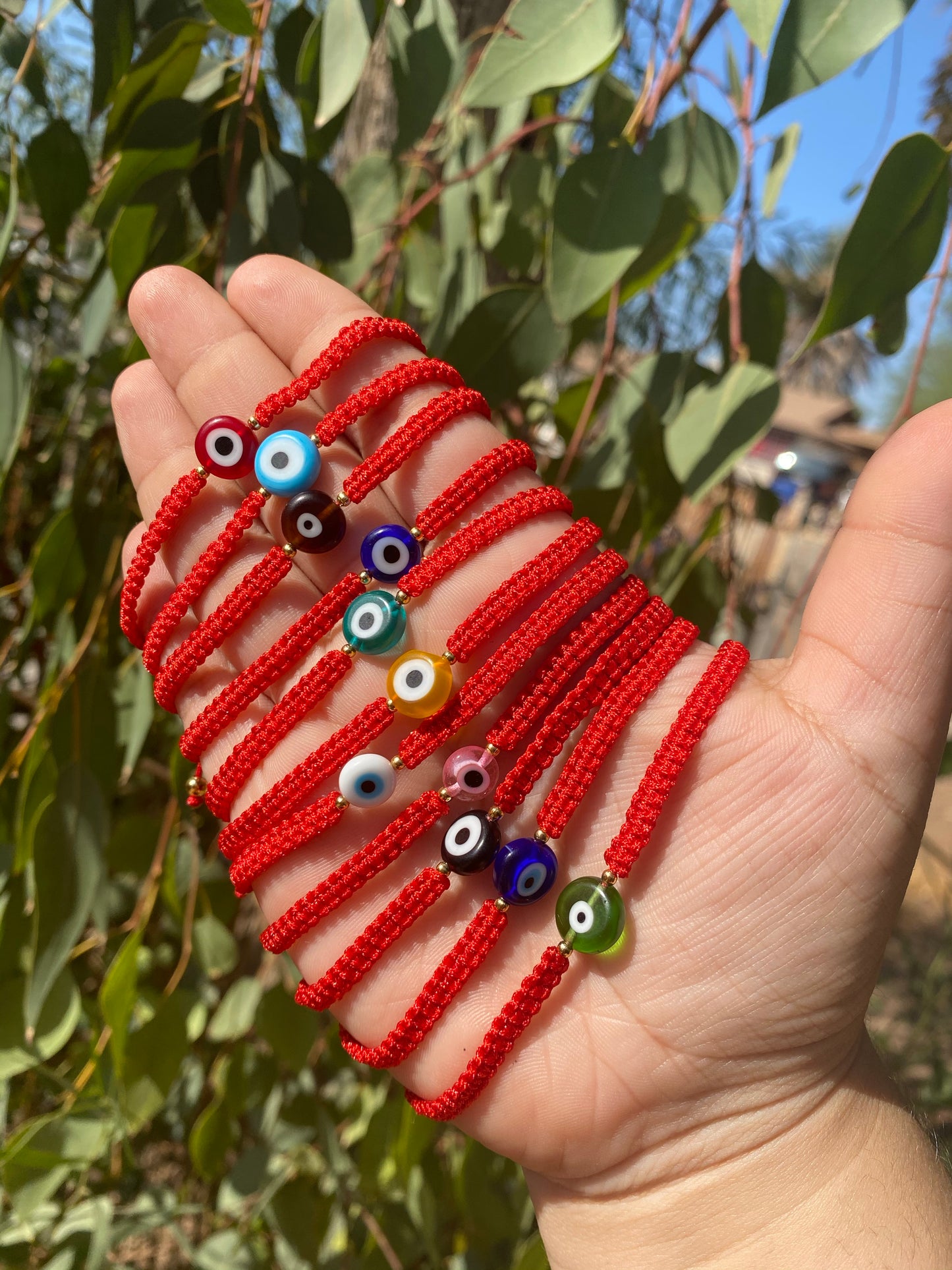 Evil Eye Puffy Red Thread Bracelet – Noellery