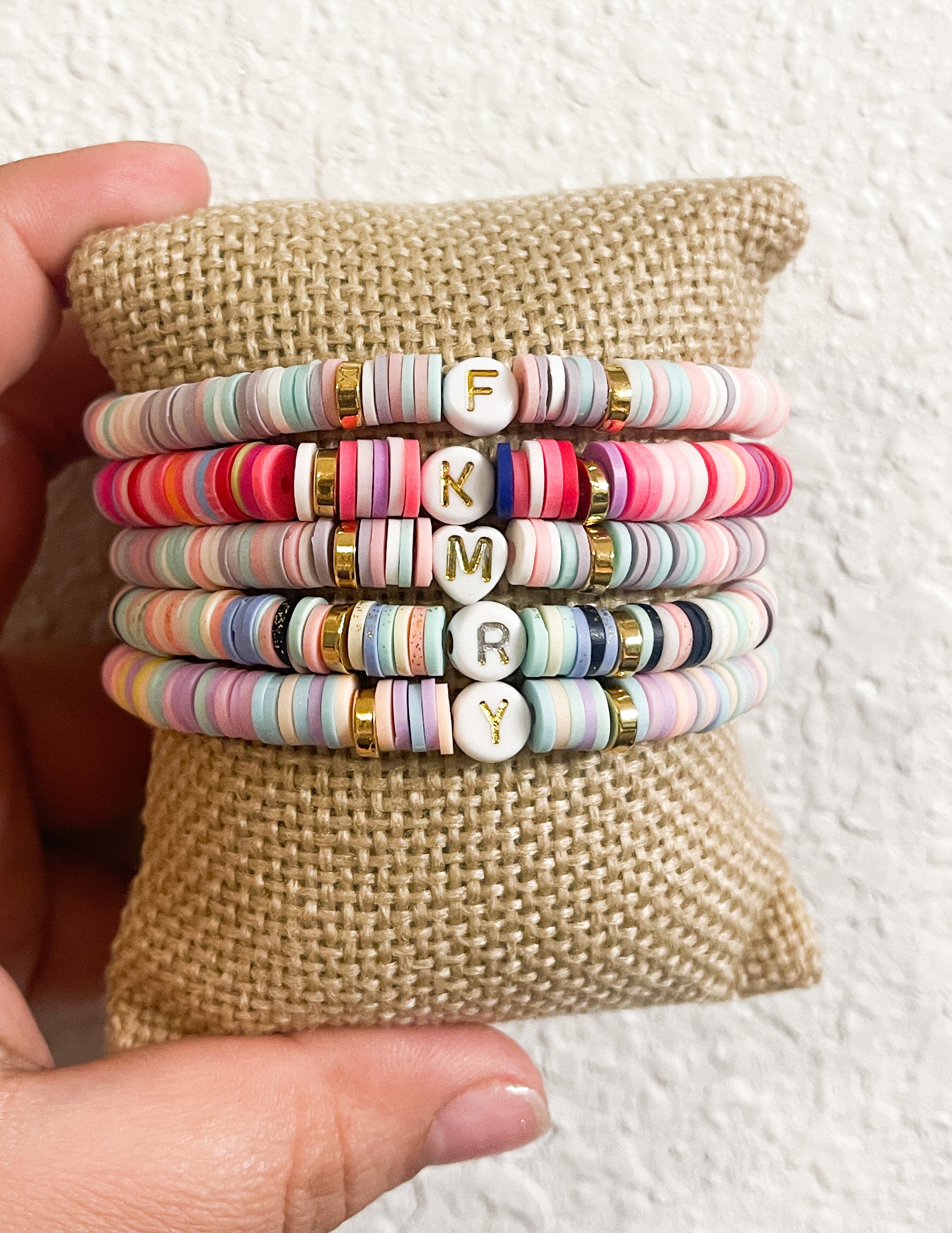 Initial Clay Beads Bracelets